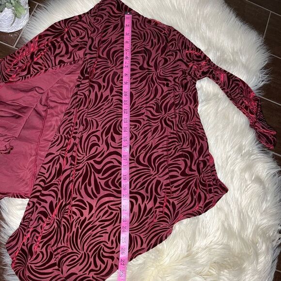 Ruby Rd petite burgundy zebra burnout flag sweater sz PSmall - Picture 6 of 6